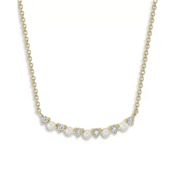 Budget 👏 Moon & Meadow 14K Yellow Gold Cultured Pearl & Diamond Bar Necklace, 18" - 100% Exclusive ⌛