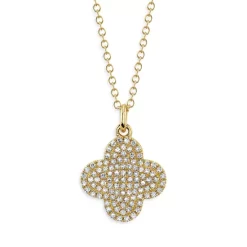 New 🥰 Moon & Meadow 14K Yellow Gold Diamond Pavé Clover Pendant Necklace, 16-18" - 100% Exclusive 👍