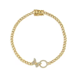Promo ✨ Moon & Meadow 14K Yellow Gold Diamond Pavé Circle & Butterfly Link Bracelet - 100% Exclusive 🧨