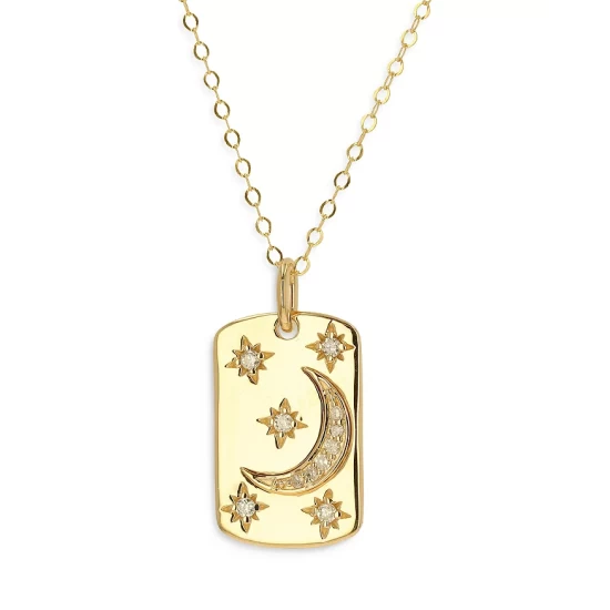 Hot Sale ๐ฅฐ Moon & Meadow 14K Yellow Gold Diamond Crescent Moon ๐ฆฎ Dog Tag Pendant Necklace, 16-20" ๐งจ 3 Hot Sale ๐ฅฐ Moon & Meadow 14K Yellow Gold Diamond Crescent Moon ๐ฆฎ Dog Tag Pendant Necklace, 16-20" ๐งจ