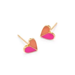 Brand new 👏 Moon & Meadow 14K Yellow Gold Enamel Heart Stud Earrings - 100% Exclusive Pink/orange 😀 -Moon Sales Store unnamed file 584