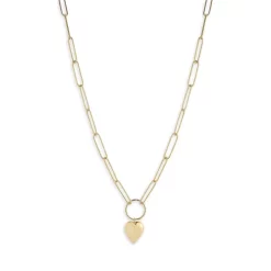 Coupon 🔔 Moon & Meadow 14K Yellow Gold Heart Pendant Link Necklace, 17" - 100% Exclusive ⌛