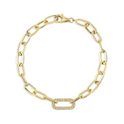 Brand new 🎁 Moon & Meadow 14K Yellow Gold Diamond Pavé Paperclip Link Bracelet - 100% Exclusive 🌟