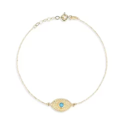 Deals 😉 Moon & Meadow Turquoise Evil Eye Bracelet In 14K Yellow Gold 🎉