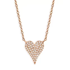 Best Pirce 😉 Moon & Meadow 14K Rose Gold Diamond Pavé Heart Pendant Necklace, 18" - 100% Exclusive 💯