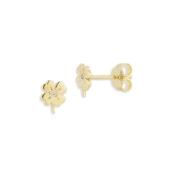 Discount 👍 Moon & Meadow 14K Yellow Gold & Diamond Clover Stud Earrings - 100% Exclusive 💯