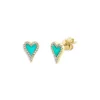 Top 10 👍 Moon & Meadow Diamond & Turquoise Heart Stud Earrings In 14K Yellow Gold - 100% Exclusive 🎉