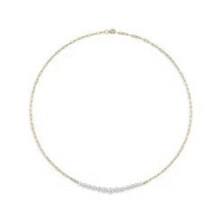 Promo 👏 Moon & Meadow 14K Yellow Gold Cultured Pearl Paperclip Link Collar Necklace, 18" - 100% Exclusive White/gold 👏