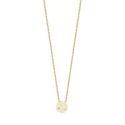 Best Pirce 🌟 Moon & Meadow 14K Yellow Gold Smiley Face Necklace, 16" ✔️