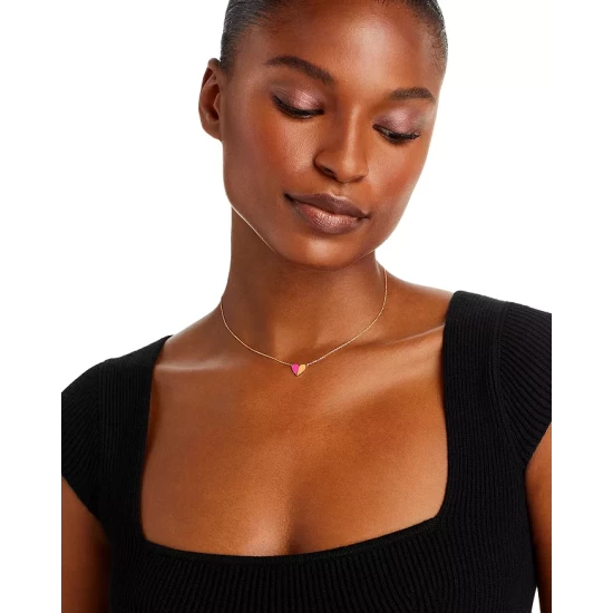 Budget 🤩 Moon & Meadow 14K Yellow Gold Enamel Heart Necklace, 15" - 100% Exclusive Pink/orange 🔔 4 Budget 🤩 Moon & Meadow 14K Yellow Gold Enamel Heart Necklace, 15" - 100% Exclusive Pink/orange 🔔 - Image 2