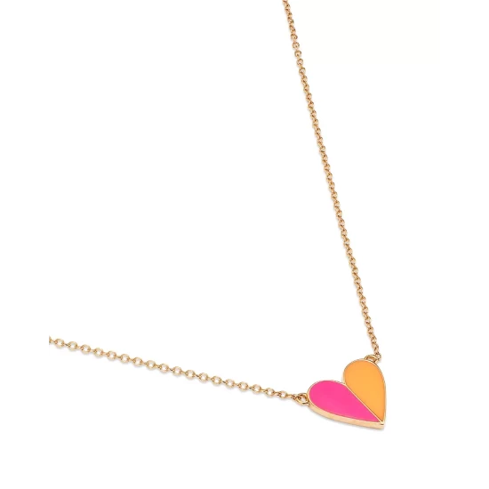 Budget 🤩 Moon & Meadow 14K Yellow Gold Enamel Heart Necklace, 15" - 100% Exclusive Pink/orange 🔔 5 Budget 🤩 Moon & Meadow 14K Yellow Gold Enamel Heart Necklace, 15" - 100% Exclusive Pink/orange 🔔 - Image 3