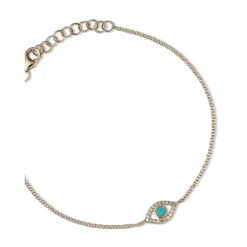 Budget 🧨 Moon & Meadow 14K Yellow Gold Kate Turquoise & Diamond Evil Eye Chain Bracelet ❤️ -Moon Sales Store unnamed file 622