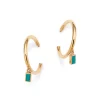 Budget 😀 Moon & Meadow 14K Yellow Gold Turquoise Hoop Earrings - 100% Exclusive Turquoise/gold 🥰
