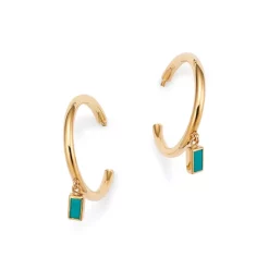 Budget ๐ Moon & Meadow 14K Yellow Gold Turquoise Hoop Earrings - 100% Exclusive Turquoise/gold ๐ฅฐ