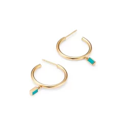 Budget 😀 Moon & Meadow 14K Yellow Gold Turquoise Hoop Earrings - 100% Exclusive Turquoise/gold 🥰 -Moon Sales Store unnamed file 629