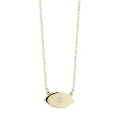 Best Sale 😍 Moon & Meadow Diamond Evil Eye Necklace In 14K Yellow Gold, 0.03 Ct. T.w. 🤩