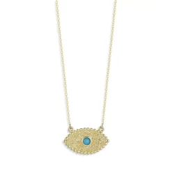 Best deal ⌛ Moon & Meadow Turquoise Evil Eye Necklace In 14K Yellow Gold, 16" 🔔