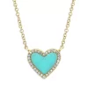 Best Sale ⌛ Moon & Meadow 14K Yellow Gold Kate Turquoise & Diamond Heart Pendant Necklace, 18" 🌟 -Moon Sales Store unnamed file 642