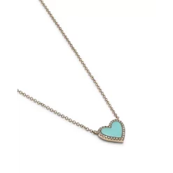 Best Sale ⌛ Moon & Meadow 14K Yellow Gold Kate Turquoise & Diamond Heart Pendant Necklace, 18" 🌟 -Moon Sales Store unnamed file 644