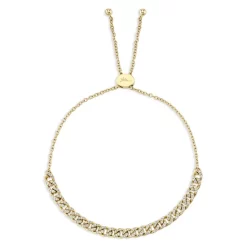 Best Pirce ⭐ Moon & Meadow 14K Yellow Gold Diamond Pavé Curb Link Bolo Bracelet ✔️
