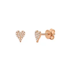 Deals 🎁 Moon & Meadow 14K Rose Gold Diamond Pavé Heart Stud Earrings - 100% Exclusive 👍
