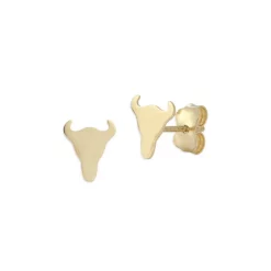 New 🤩 Moon & Meadow Bloomingdale's Longhorn Stud Earrings In 14K Yellow Gold - 100% Exclusive 🔔