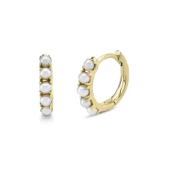 Best deal 🥰 Moon & Meadow 14K Yellow Gold Freshwater Pearl Huggie Hoop Earrings White/gold 👏