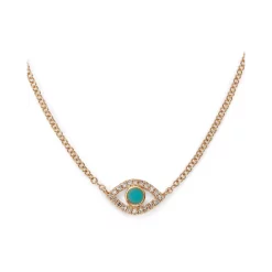 Deals 👏 Moon & Meadow 14K Yellow Gold Turquoise & Diamond Eye Pendant Necklace, 18" - 100% Exclusive 😀 -Moon Sales Store unnamed file 698
