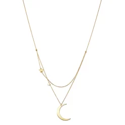 Brand new ๐ Moon & Meadow Crescent & Star Charm Layered Necklace In 14K Yellow Gold, 18" - 100% Exclusive ๐