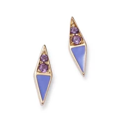 Budget ๐คฉ Moon & Meadow 14K Yellow Gold Amethyst & Enamel Spike Stud Earrings Purple/gold ๐