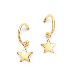 Brand new 🎁 Moon & Meadow 14K Yellow Gold Small Dangling Star Hoop Earrings - 100% Exclusive 🎁