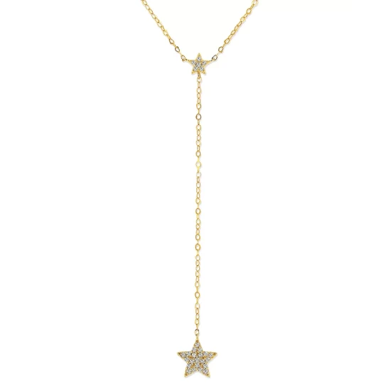 Promo 😀 Moon & Meadow 14K Yellow Gold Diamond Star Lariat Necklace, 16-18" 🌟 3 Promo 😀 Moon & Meadow 14K Yellow Gold Diamond Star Lariat Necklace, 16-18" 🌟