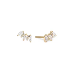 Best reviews of 🧨 Moon & Meadow 14K Yellow Gold White Topaz Ear Crawler Earrings - 100% Exclusive 🥰